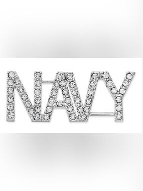 Navy Jeweled Pin